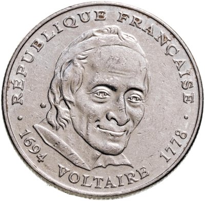 купить Франция 5 франков (francs) 1994 "300 лет со дня рождения Вольтера"