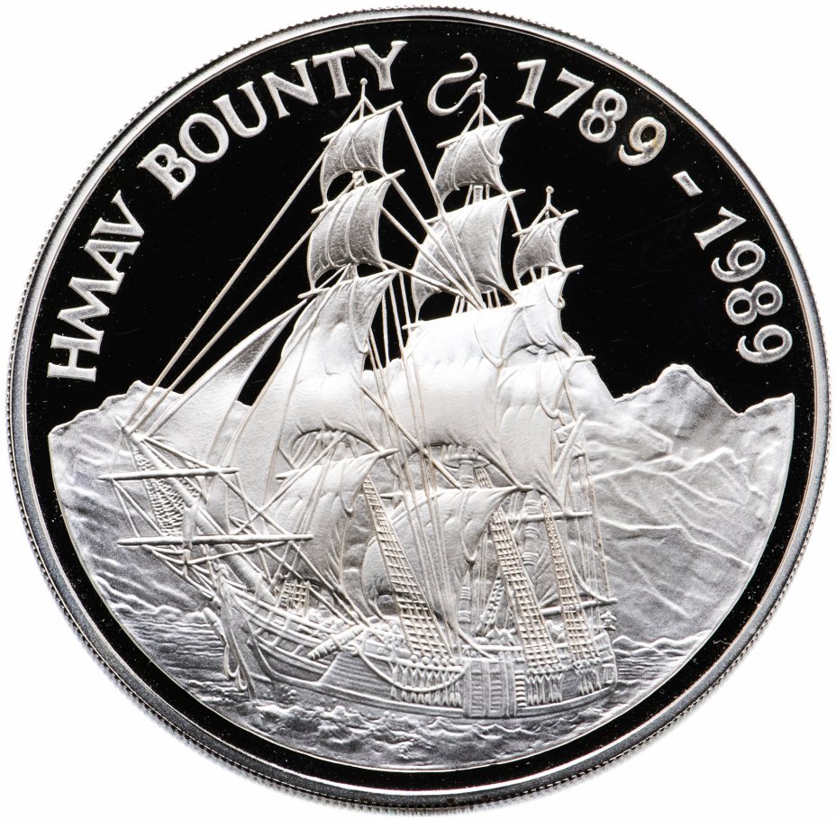 купить Острова Питкэрн 50 долларов 1989 "HMAV Bounty" в футляре, с сертификатом
