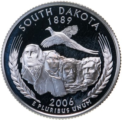 купить США 25 центов (квотер, 1/4 доллара, quarter dollar) 2006 S Proof Квотер штата Южная Дакота (South Dakota), знак монетного двора: "S" - Сан-Франциско