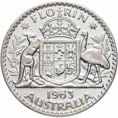 купить Австралия 2 шиллинга (флорин, shillings) 1953-1963, случайный год, серебро 500 пробы 11.31 г