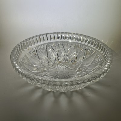 купить Сервировочное блюдо/салатник с геометрическим декором, хрусталь, пресс, СССР, 1970-1990 гг.