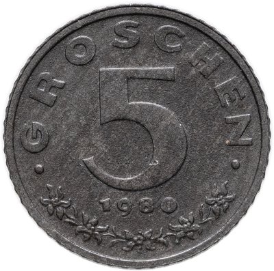 купить Австрия 5 грошей (groschen) 1980