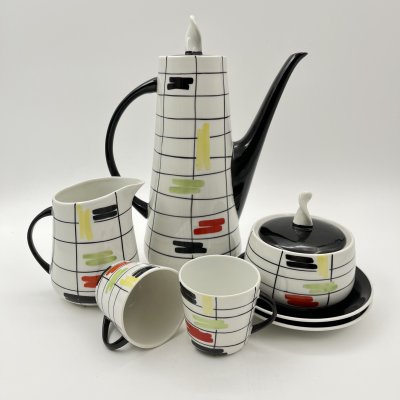 купить Сервиз кофейный с геометрическим декором тет-а-тет (7 предметов), автор Данута Душняк, фаянс, роспись, Chodziez, Чехословакия, 1964-1980 гг.