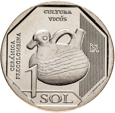 купить Перу 1 соль 2025 "Доколумбовая керамика - Культура Викус"