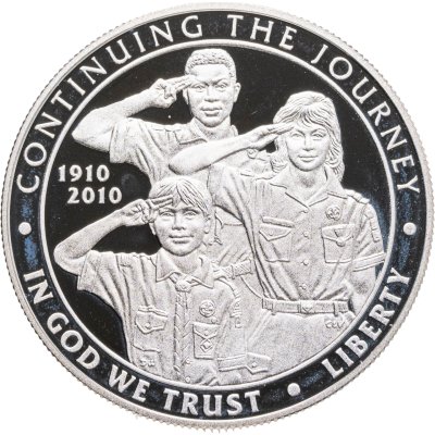 купить США 1 доллар 2010 "100 лет бойскаутам Америки" в капсуле