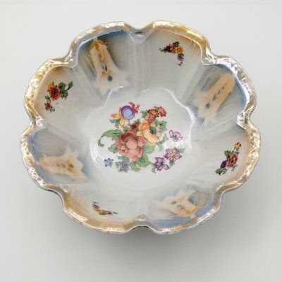купить Салатник, декорированный изображением цветов, фарфор, люстр, золочение, деколь, Германия, 1950-1980 гг.