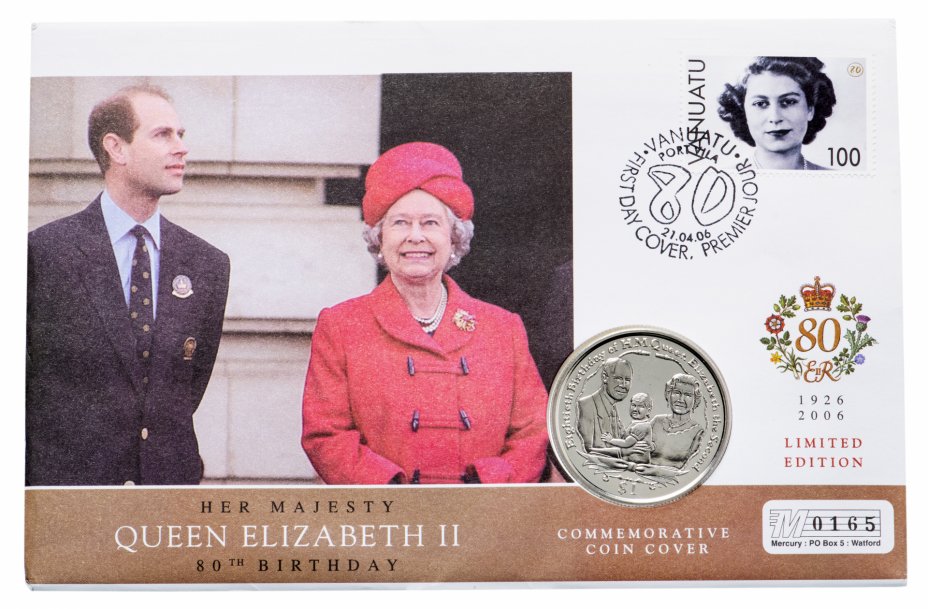 купить Британские Виргинские острова 1 доллар (dollar) 2006 "80 лет со дня рождения Королевы Елизаветы II" (в конверте)