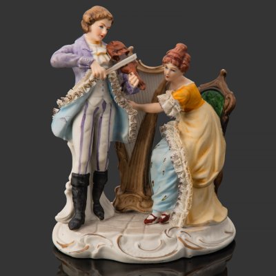 купить Статуэтка "Концерт для скрипки и арфы" ("Музицирование"), бисквит, роспись, Европа, 1970-1990 гг.