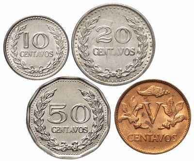 купить Колумбия набор монет 1971 - 1979 год 5, 10, 20 и 50 сентаво (4 штуки)
