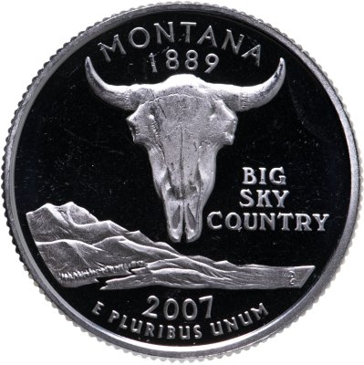 купить США 25 центов (квотер, 1/4 доллара, quarter dollar) 2007 S Proof Монтана (Montana), знак монетного двора "S" - Сан-Франциско