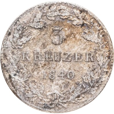 купить Германия, Великое Герцогство Гессен-Дармштадт 3 крейцера 1840