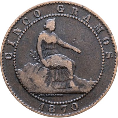 купить Испания 5 сентимо (centimos) 1870