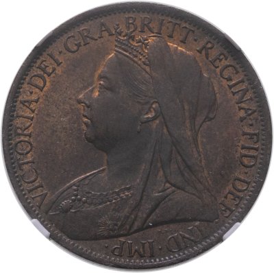 купить Великобритания 1 пенни (penny) 1901, в слабе NGC MS62BN