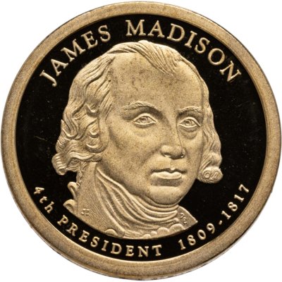 купить США 1 доллар (dollar) 2007 S Proof "Джеймс Мэдисон (4-й президент США)" знак монетного двора "S" - Сан-Франциско