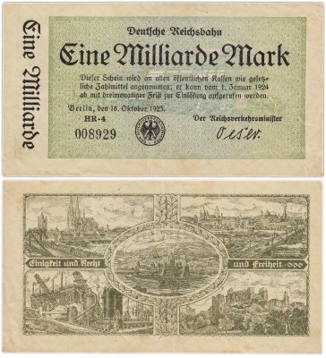 купить Германия Berlin 1000000000 (1 млр) марок 1923 год