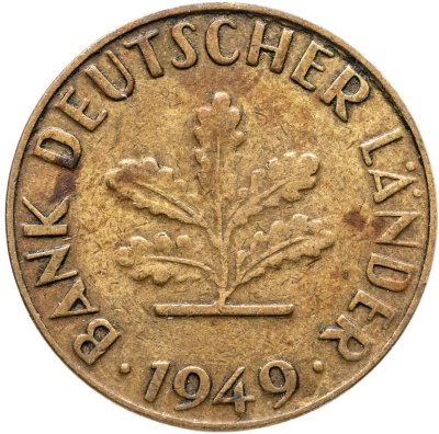купить Германия 10 пфеннигов (pfennig) 1949 J знак монетного двора: "J" - Гамбург