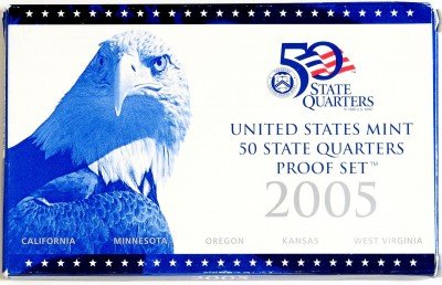 Купить Годовой набор квотеров США 2005 "Штаты" (5 монет)  Proof
