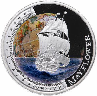 купить Тувалу 1 доллар 2012 Proof «Корабли, изменившие мир - Mayflower” в футляре с сертификатом