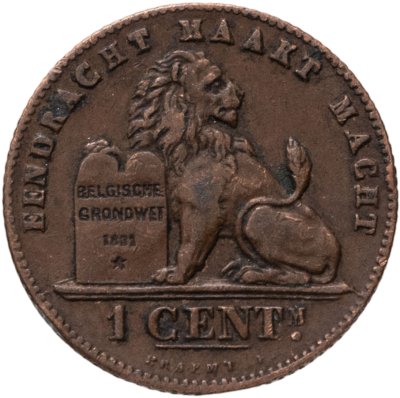 купить Бельгия 1 сантим (centime) 1901 Надпись на голландском - 'DER BELGEN'
