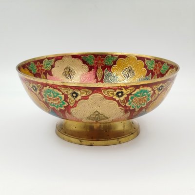 купить Ваза (фруктовница) с изображением павлина, латунь, эмаль, Индия, 1960-1980 гг.