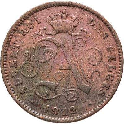 купить Бельгия 2 сантима (centimes) 1912 Надпись на французском - 'ALBERT ROI DES BELGES'