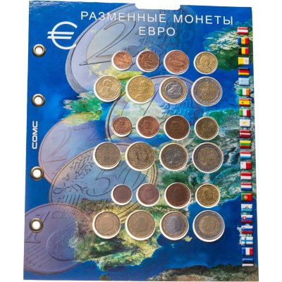 купить Греция, Франция, Бельгия Три полных годовых набора Евро из 24 монет 1999 - 2012 в листе СОМС