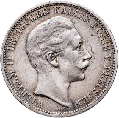 купить Германия, Пруссия 3 марки (mark) 1908 A