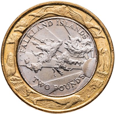 купить Фолклендские острова 2 фунта 2004 "30 лет монетам Фолклендов"