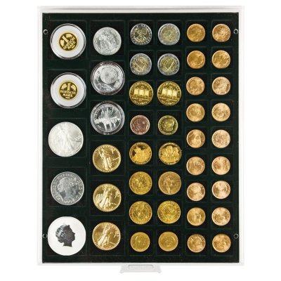 купить Бокс Carbo на 45 монет разных диаметров (Lindner, Германия)