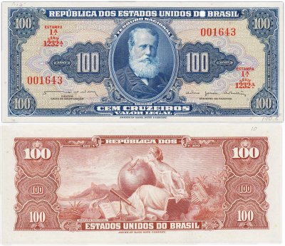 купить Бразилия 100 крузейро 1964 ПРЕСС