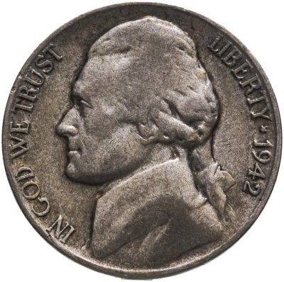 купить США 5 центов (cents) 1942 Jefferson Nickel (Джефферсон) знак монетного двора "P"