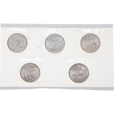 купить США набор из 5 монет 25 центов (1/4 доллара, квотер) 2004 "Штаты" в запайке