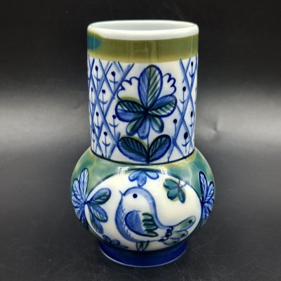 купить Вазочка "Птицы" в сине-зелёной гамме, автор Городецкий В.М., фарфор, роспись, Ленинградский фарфоровый завод (ЛФЗ), СССР, 1960-1970 гг.