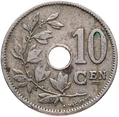 купить Бельгия 10 сантимов (centimes) 1902 Надпись на голландском - 'BELGIË'