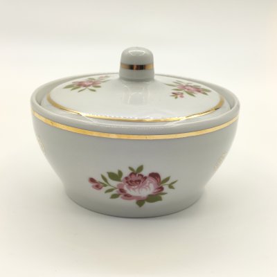 купить Сахарница, украшенная цветочным декором, фарфор, деколь, золочение, Дмитровский фарфоровый завод (ДФЗ Вербилки), СССР, 1965-1991 гг.