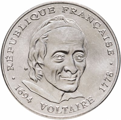 купить Франция 5 франков (francs) 1994 "300 лет со дня рождения Вольтера"