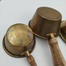 Купить Набор сотейников (ковшей) для приготовления разного объема 4 шт., латунь, сплав металлов, ручка-дерево, Европа, 1970-1990 гг.
