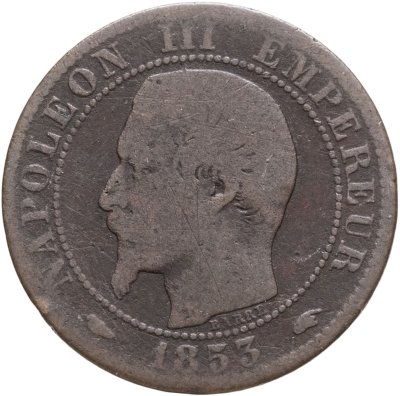 купить Франция 5 сантимов (centimes) 1853 A знак монетного двора: "A" - Париж