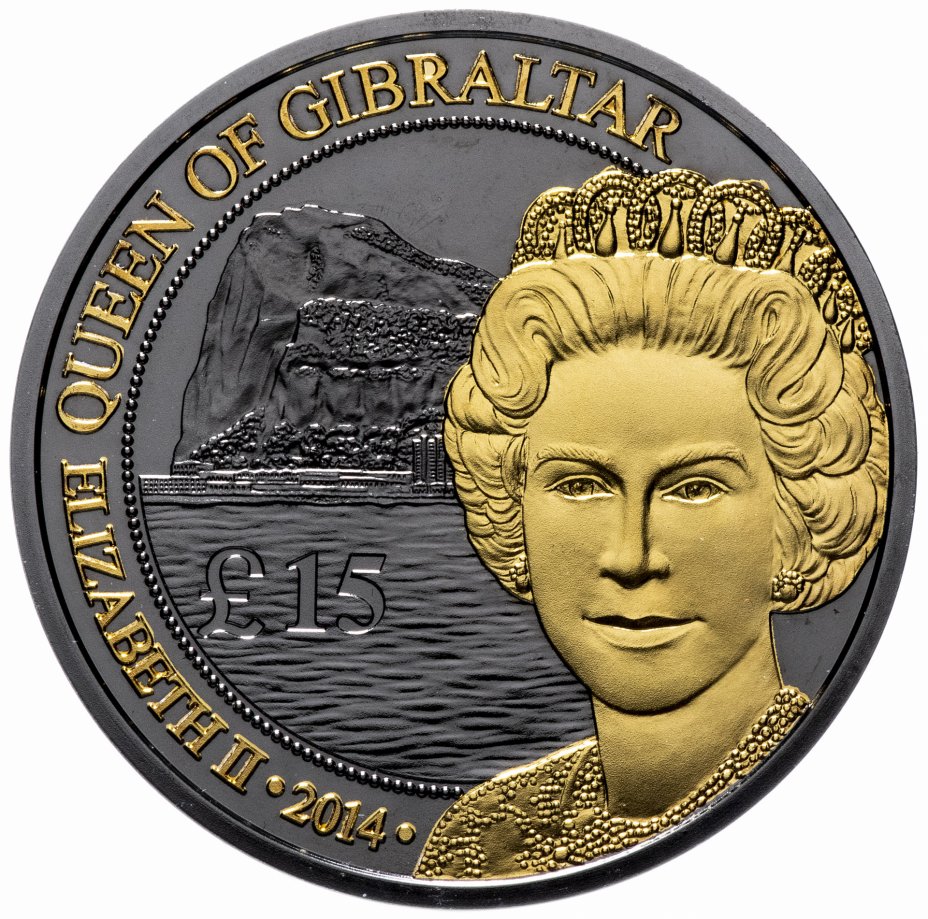 купить Гибралтар 15 фунтов 2014   "Елизавета II - королева гибралтара golden enigma"