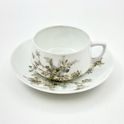 купить Пара кофейная с нежным цветочным декором, фарфор, деколь, подрисовка, Фарфоровая фабрика Гарднера, Российская империя, 1870-1910 гг.