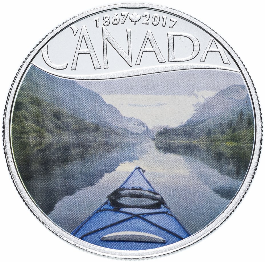 купить Канада 10 долларов 2017 "150 лет Конфедерации Канады-Каякинг на реке" (с сертификатом)