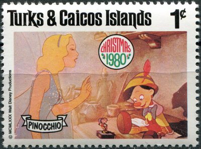 купить Теркс и Кайкос Почтовая марка 1980 "Пиноккио и Голубая фея"