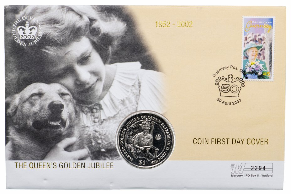 купить Британские Виргинские острова 1 доллар (dollar) 2002 "50 лет правлению Королевы Елизаветы II - Королева Елизавета II на троне" (в конверте)