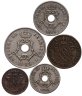 Купить Бельгия набор монет 1905-1908 (5 шт) Леопольд второй