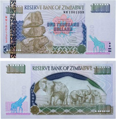 купить Зимбабве 1000 долларов 2003