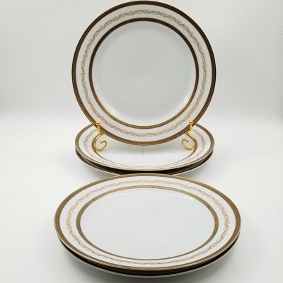 купить Набор тарелок для горячих блюд с растительным декором на 5 персон, серия "Charleroi-Bruxelles", фарфор, золочение, Tirschenreuth, Германия, 1969-1990 гг.