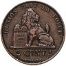 Купить Бельгия 2 сантима 1875 Надпись на французском - 'DES BELGES'
