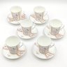 Купить Набор кофейных пар "Яблоневый цвет" на 6 персон, форма "Ветерок", автор формы Т.С. Линчевская, фарфор, деколь, золочение, Ленинградский фарфоровый завод (ЛФЗ), СССР, 1992-2001 гг.