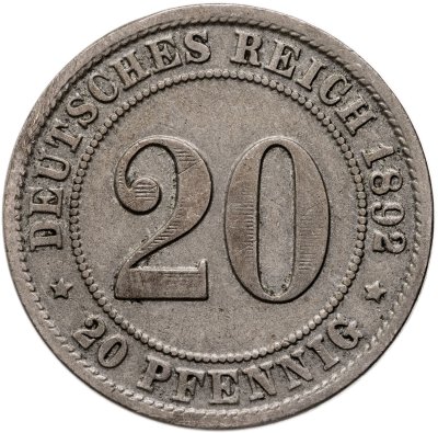 купить Германия 20 пфеннигов (pfennig) 1892 D знак монетного двора: "D" - Мюнхен
