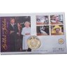 Купить Фолклендские острова 50 пенсов 2002 "Золотой юбилей правления Елизаветы II - Трон" в конверте с марками